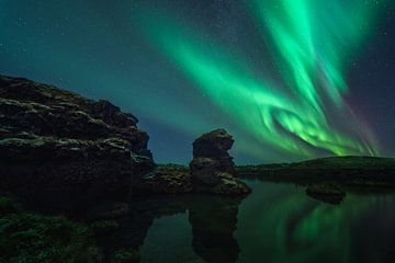 Noorderlicht in Myvatn - IJsland