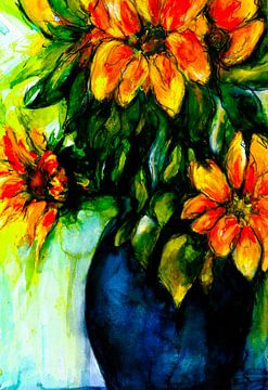 Goldgelbe Sonnenblumen. Inspiriert von Vincent van Gogh.