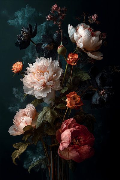 Nature morte aux pivoines et roses n°1 par Studio BB