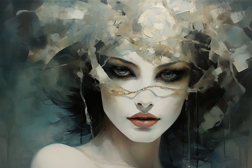 Black Portrait Earth tones by Eye catching paintings