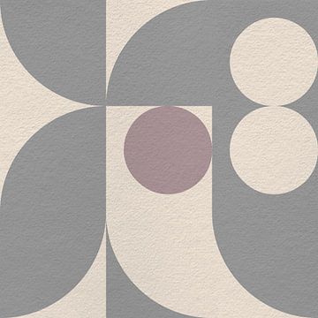 Moderne abstracte minimalistische kunst met geometrische vormen in grijs, roze en wit van Dina Dankers