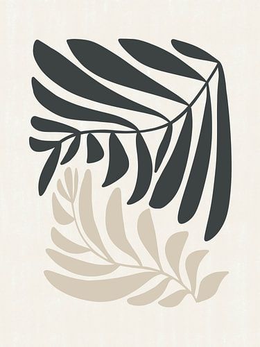 Modern Fern Schwarz Beige