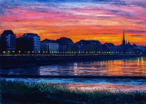 The Banks of The Rhine River in Düsseldorf During The Early Morning 2