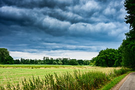 Donkere lucht boven het veld van Vague & Form