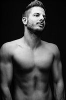 Portrait of trained man in black and white