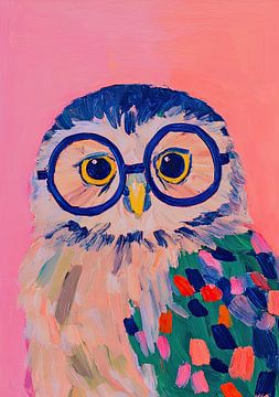 Colourful owl with glasses