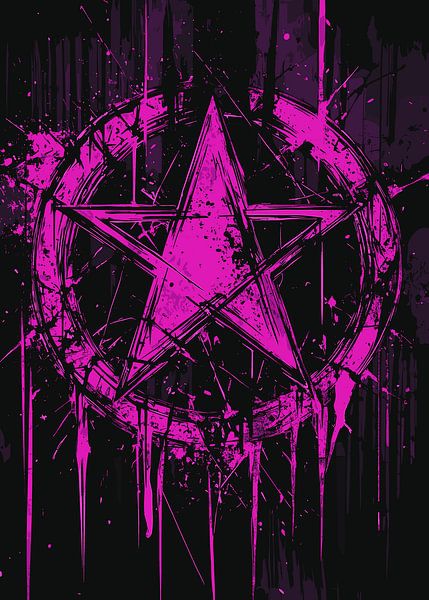 Pentagramme rose avec éclaboussures de peinture abstraite par Pixelbull Design