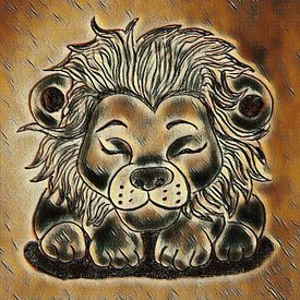 Slapend leeuwtje ( tekening ) van Jose Lok