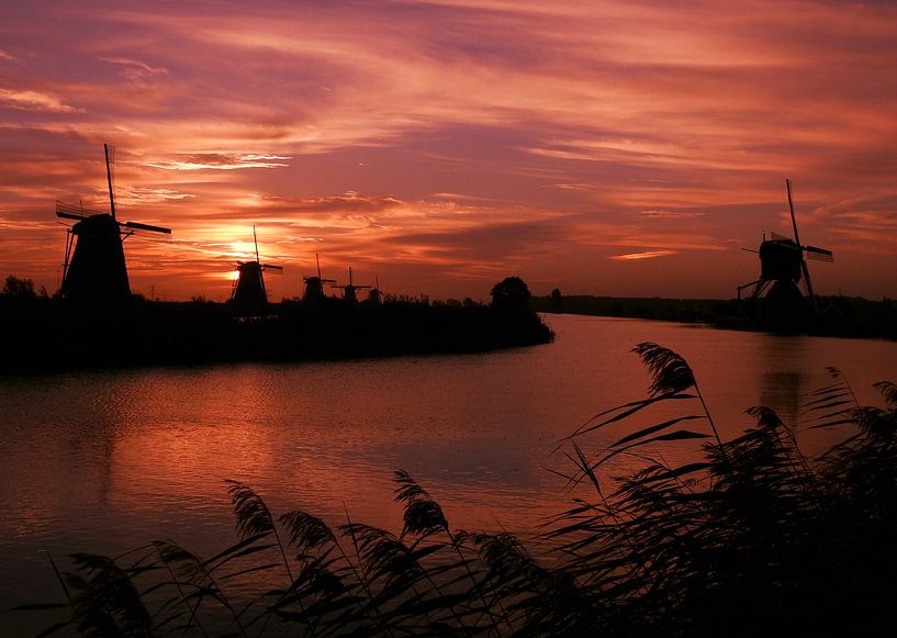 Zonsopkomst Kinderdijk van Gert van der Hee