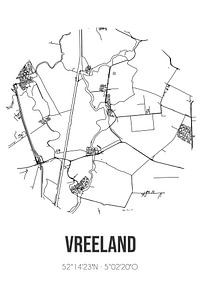 Vreeland (Utrecht) | Carte | Noir et blanc sur Rezona