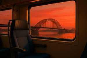Sonnenuntergang über der Brücke Waalbrug Nijmegen