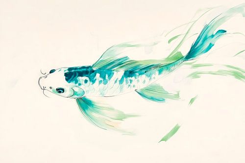 Koivissen in zachte aquatinten - aquarel