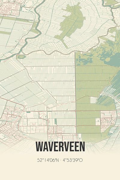 Carte ancienne de Waverveen (Utrecht) par Affiches de lieux