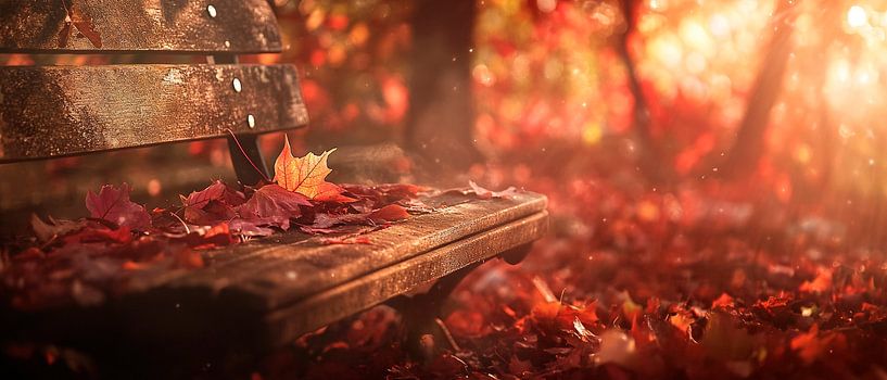Autumnal tranquillity on a bench by Poster Art Shop