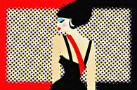 Pin up popart portret zwart rood van Maud De Vries thumbnail