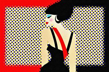 Pin up popart portret zwart rood