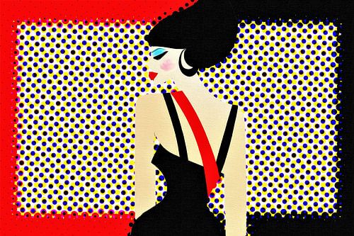 Pin up popart portret zwart rood