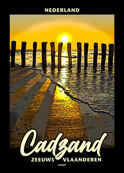 Ondergaande zon in Cadzand van VIPART