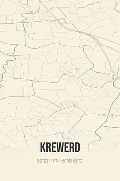 Vintage map of Krewerd (Groningen) by Rezona