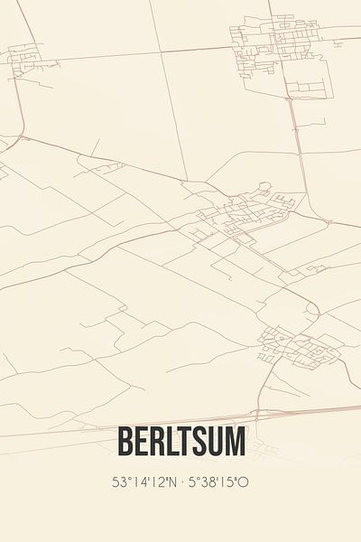 Alte Karte von Berltsum (Fryslan) von Ortsdrucke