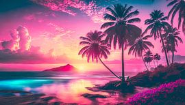 Strand met palmbomen