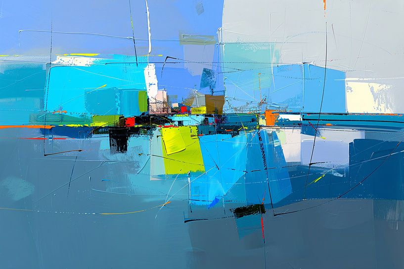 Paysage urbain abstrait aux couleurs dynamiques par Art & Soul Creations