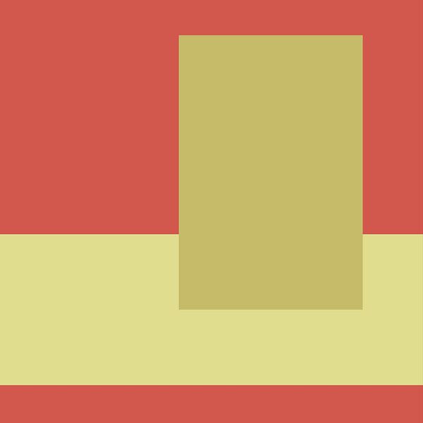 Abstrakte minimalistische geometrische Kunst in Rot und Oliv von Dina Dankers