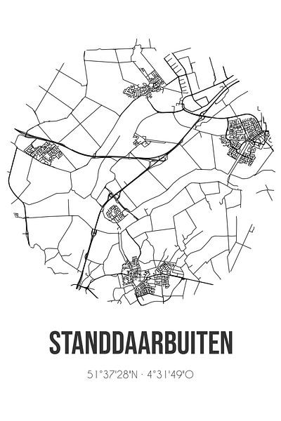Standdaarbuiten (Noord-Brabant) | Map | Black and white by Prints of Place