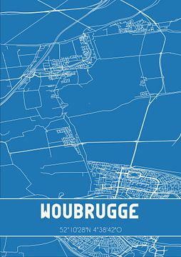 Blauwdruk | Landkaart | Woubrugge (Zuid-Holland) van Rezona