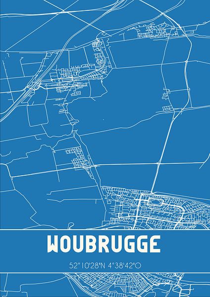 Blueprint | Carte | Woubrugge (Hollande méridionale) par Affiches de lieux