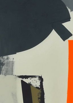 Modern abstract in zwart, grijs, wit en oranje van Studio Allee