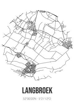 Langbroek (Utrecht) | Landkaart | Zwart-wit van MijnStadsPoster