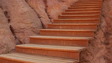 Red stairs by Dick Doorduin