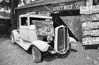 Oude auto langs de Route 66