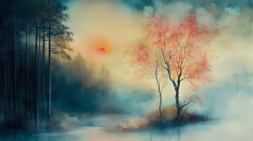 Ochtendnevel in het bos