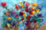 bloemen abstract en expressionistisch geschilderd van Paul Nieuwendijk thumbnail