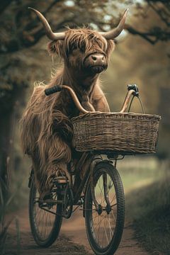 Hooglanders op de fiets van Poster Art Shop