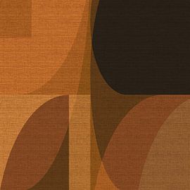 Retro abstract geometric in warm colors on linen no. 2 by Dina Dankers