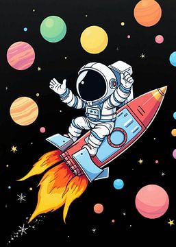 Grappige astronaut raket 3 van MIROKKU