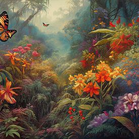 Tuin van dromen met vlinders illustratie van Focco van Eek