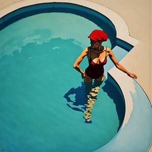 Élégance au soleil : Femme dans la piscine