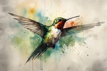 Vliegende kolibrie in kleur van But First Framing