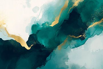 Elegante aquarelstructuur in blauwgroen van Poster Art Shop