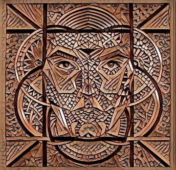 Geometrical-wooden, serie Faces van Mathilde Art, by Mirjam Zunnebeld