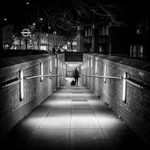 Subway entrance at night, London, England by Bertil van Beek