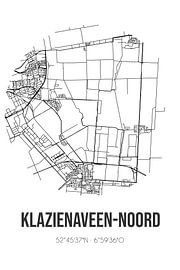 Klazienaveen-Noord (Drenthe) | Carte | Noir et blanc sur Affiches de lieux