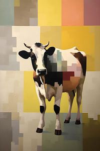 Vache Pixel à carreaux sur But First Framing