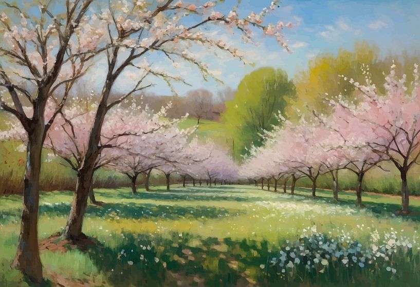 Verger dans un paysage printanier par MIROKKU