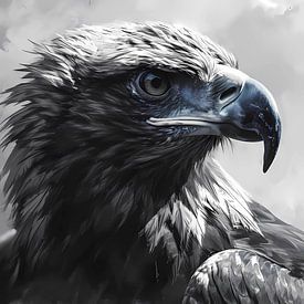 Der Blick des Adlers in Grautönen von Mysterious Spectrum