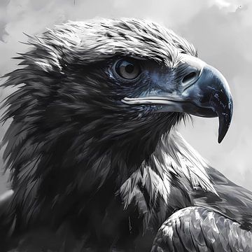 Eagle's gaze in shades of grey